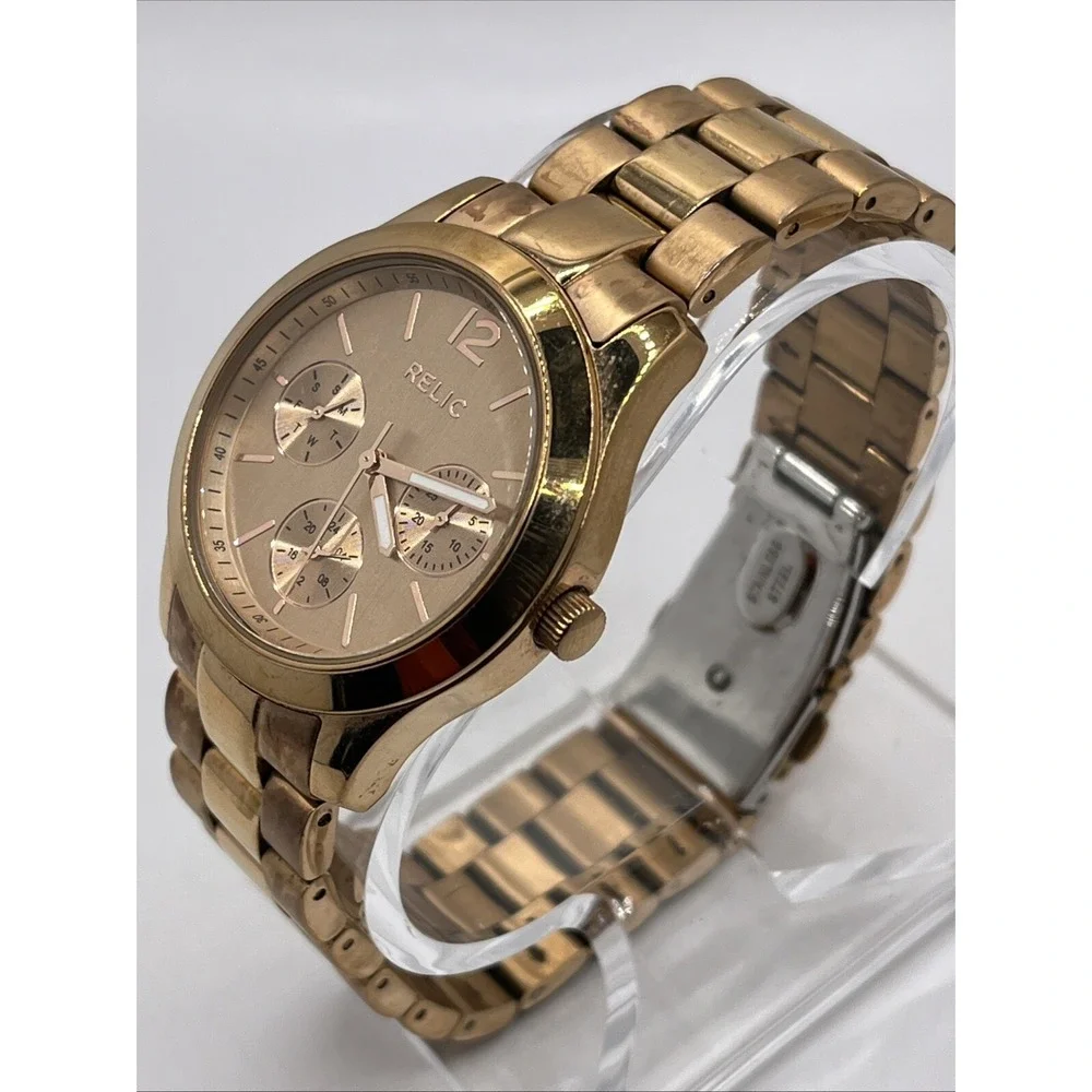 Relic Watch Unisex 36mm ZR15594 Rose Gold Tone Day Date 8.25